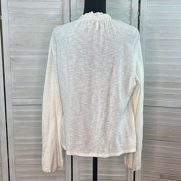 Madewell Texture & Thread Ruffled Mockneck Top Ivory Large - Picture 7 of 11